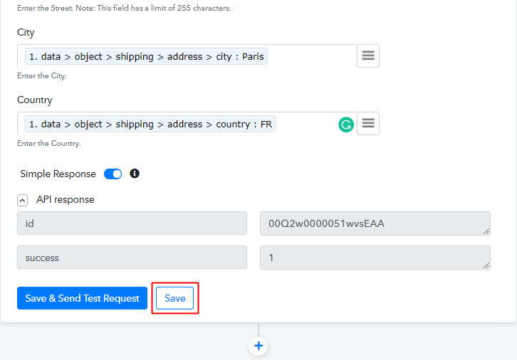 Save Action API Response for Stripe to Salesforce