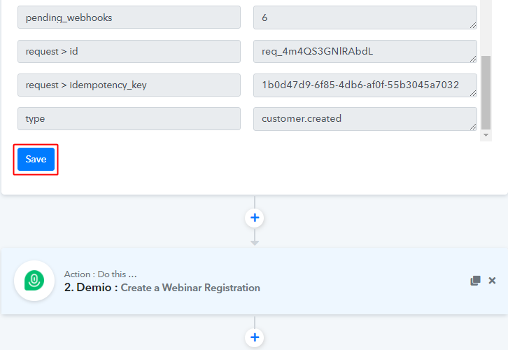 Save Workflow for Stripe to Demio