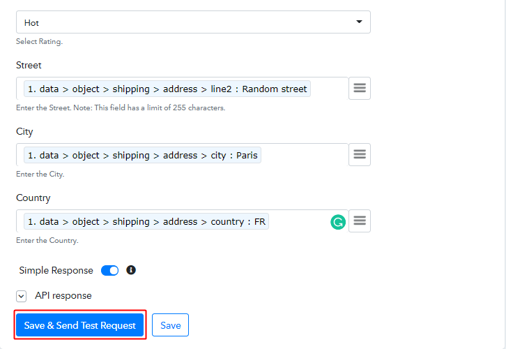 Send Test Request for Stripe to Salesforce Action