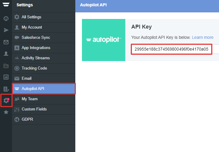 Copy the API Key