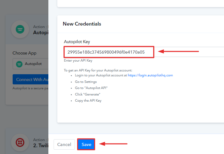 Paste the API Key