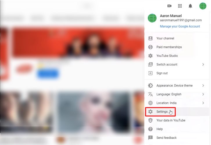 Click on Settings Youtube_censored
