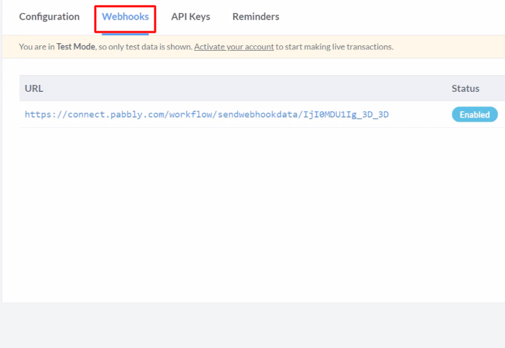 Click on Webhooks Razorpay