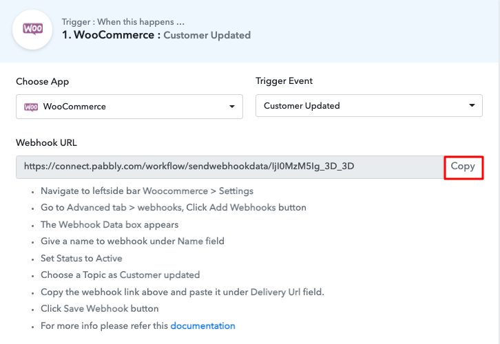Copy the Webhook URL