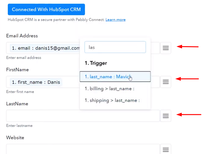 Map the Fields HubSpot