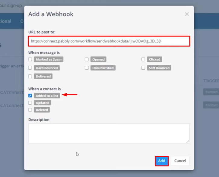 Paste the Webhook URL