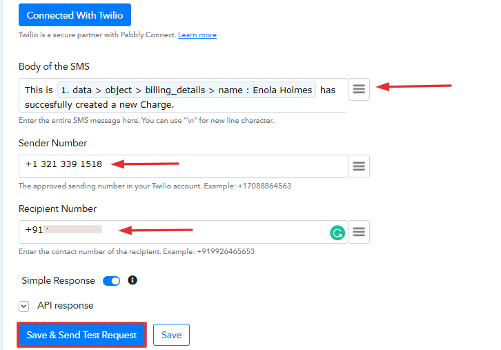 Add Field Data to Automatically Send Twilio Message for New Stripe Charges