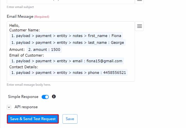 Send Test Request Gmail
