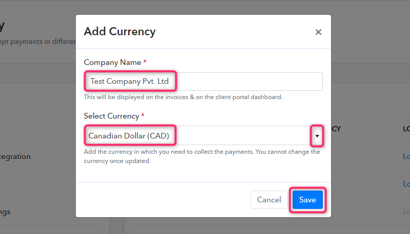 Add Currency Details