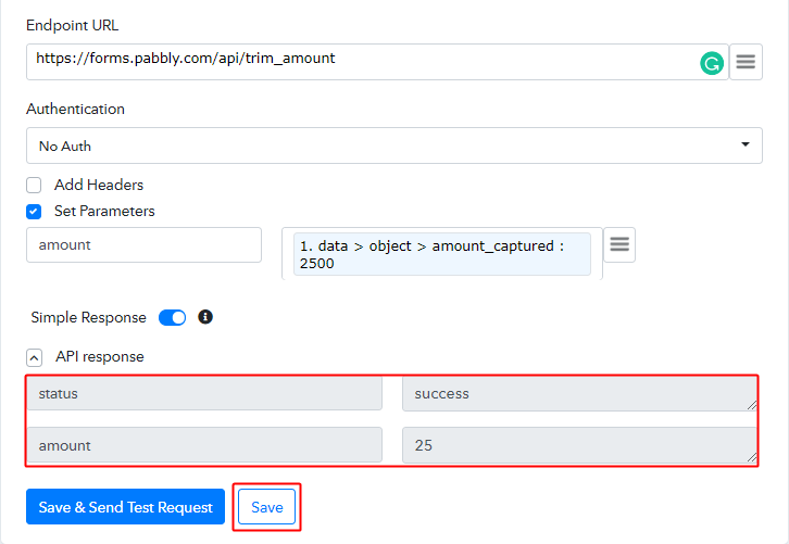 Check & Save the Trimmed Amount Response