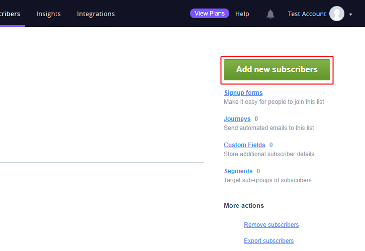 Click on the Add New Subscriber Button Campaign Monitor