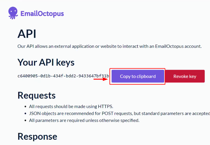 Copy the API Key