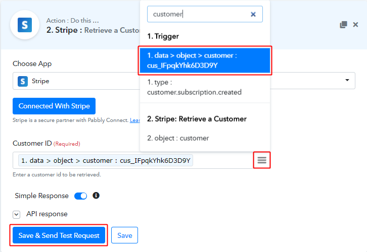 Map Fields & Send Test Request