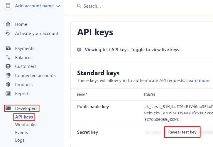 Reveal API Key