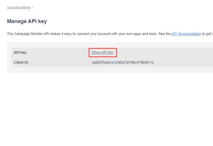 Show API Key Campaign Monitor