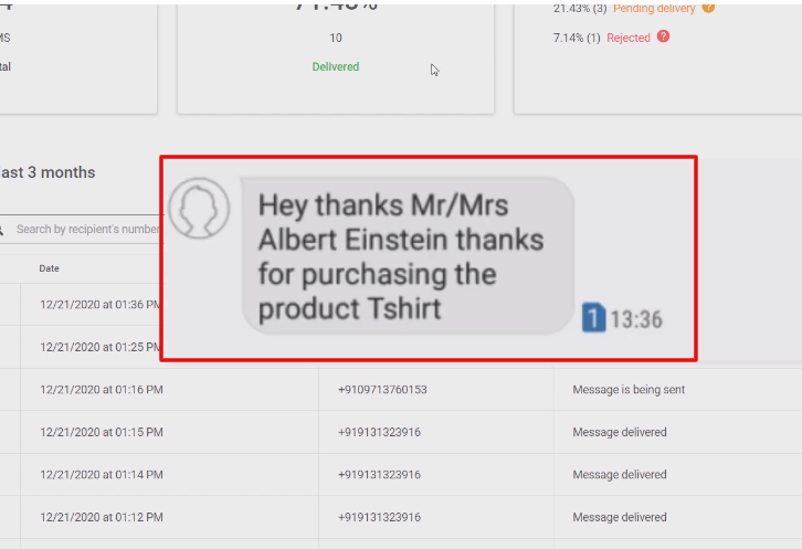 Check Response in Mailjet SMS Dashboard