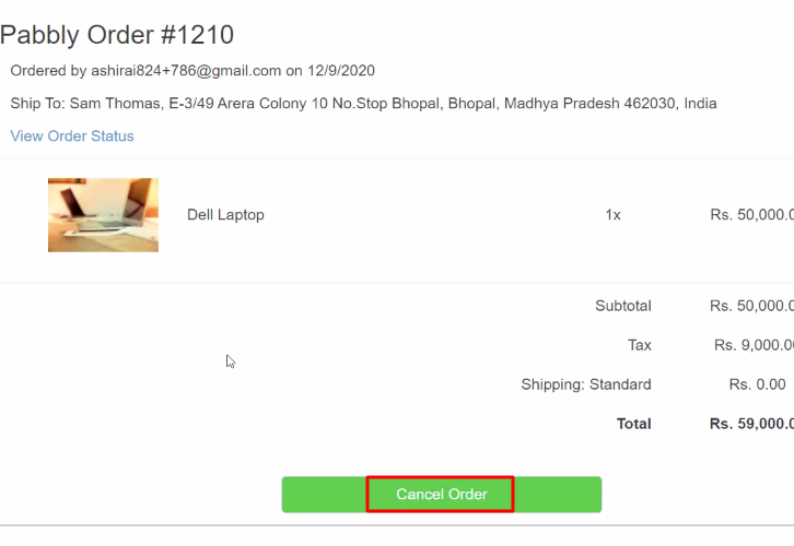 Cancel Order Shopify