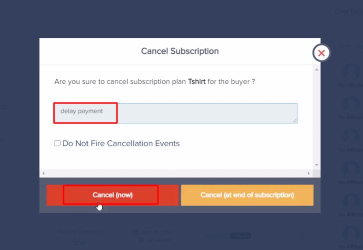 Cancel Subscription Paykickstart