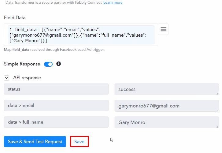 Save API Response Data