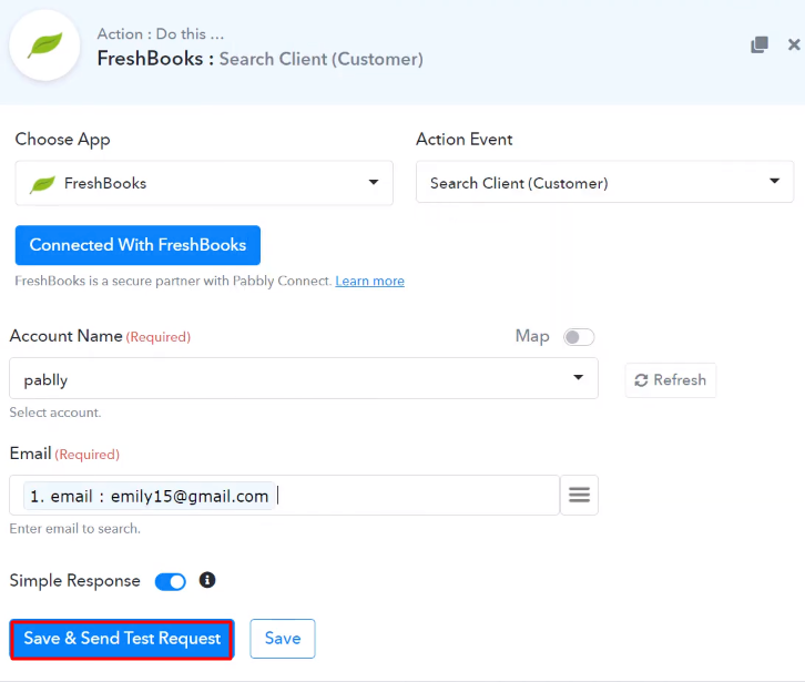 Send Test Request Freshbooks