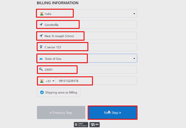 Add Billing Information