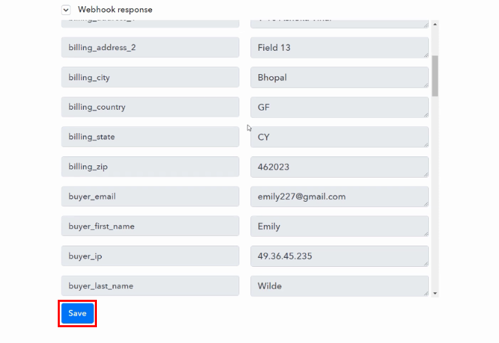 Capture Webhook Response