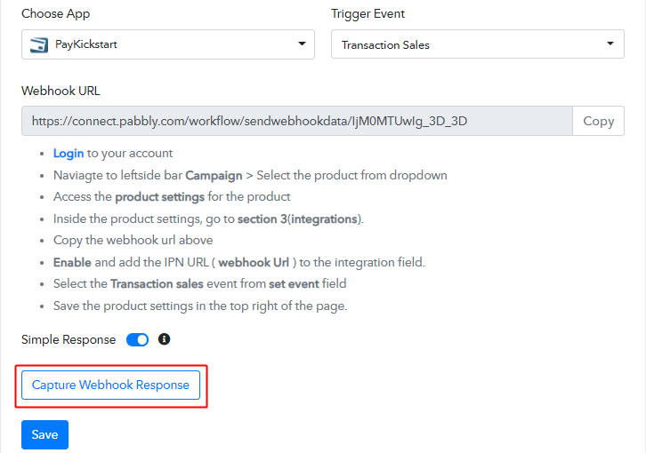 Capture Webhook Response for PayKickstart to Twilio