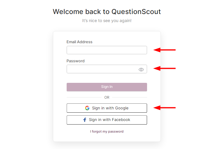 Login to QuestionScout