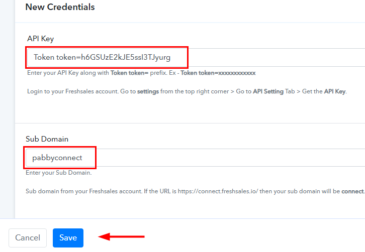 Paste the API Key