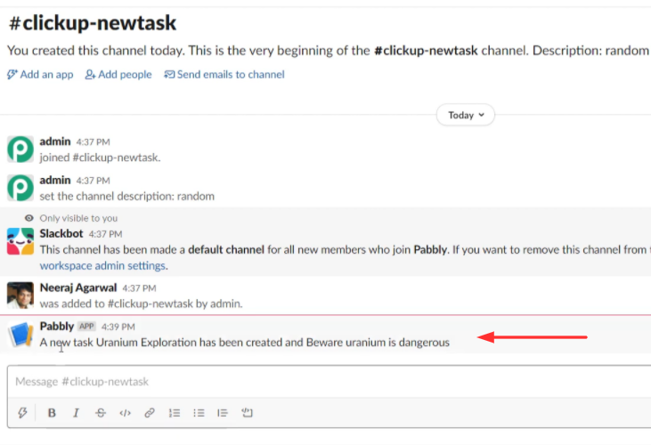 Check Response in Slack Dashboard