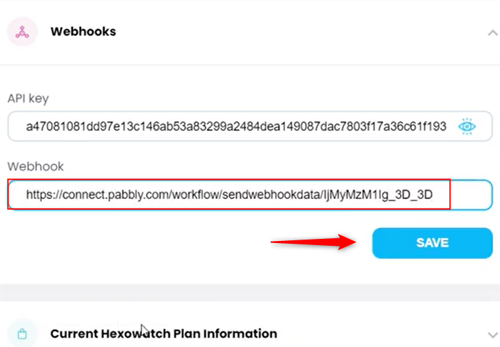 Paste The Webhook URL in Hexowatch