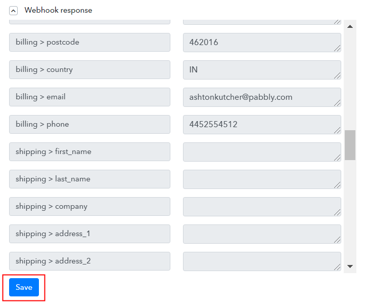 Test the Response in Pabbly Connect Dashboard