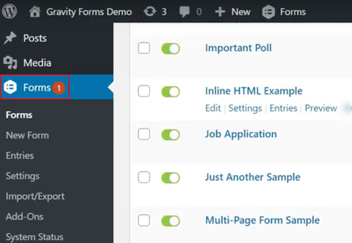 Go to Gravity Forms Settings