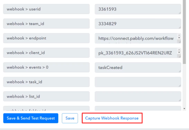 Capture Webhook Response