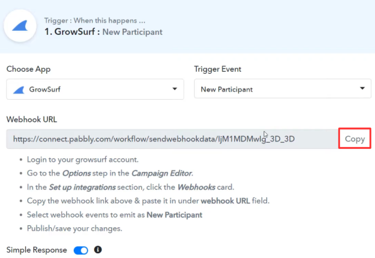 Copy the Webhook URL