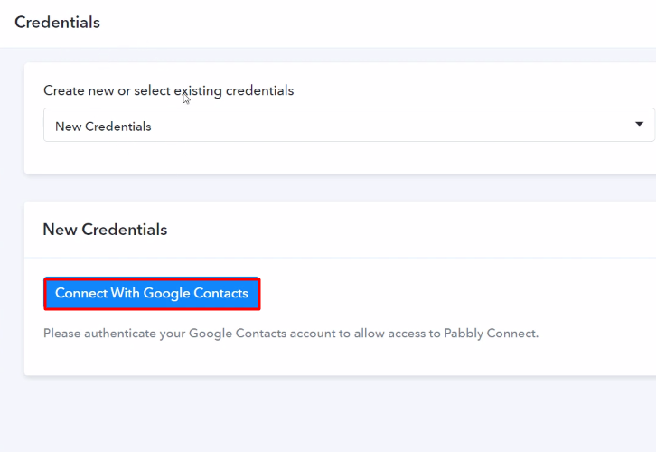 Authorize Application Google Contacts