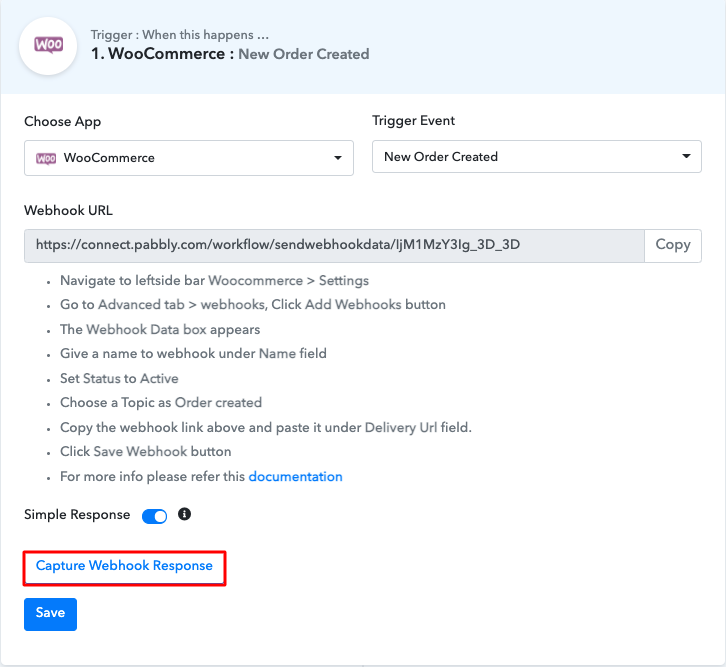 Capture the Webhook Response WooCommerce