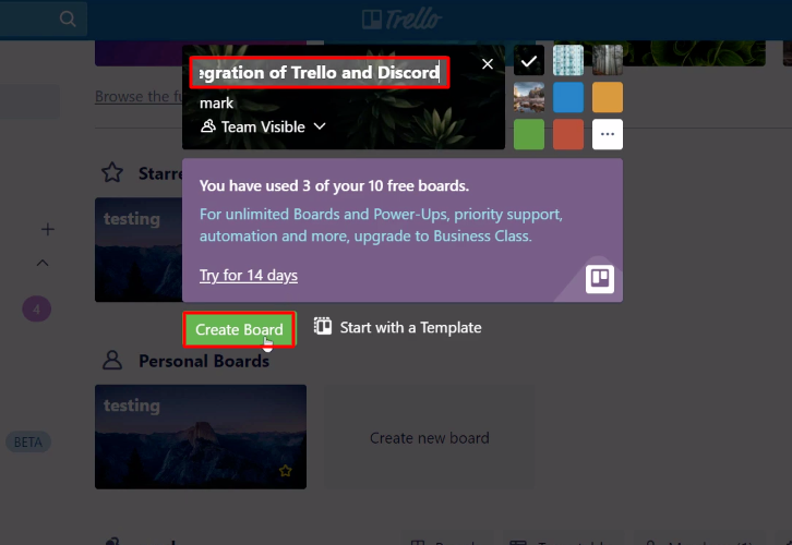 Create Board Trello