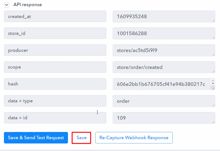 Save the Webhook Response