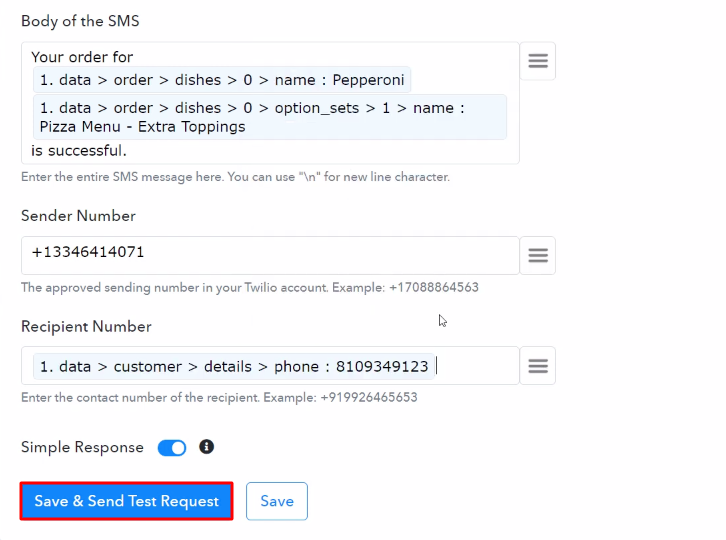 Send Test Request