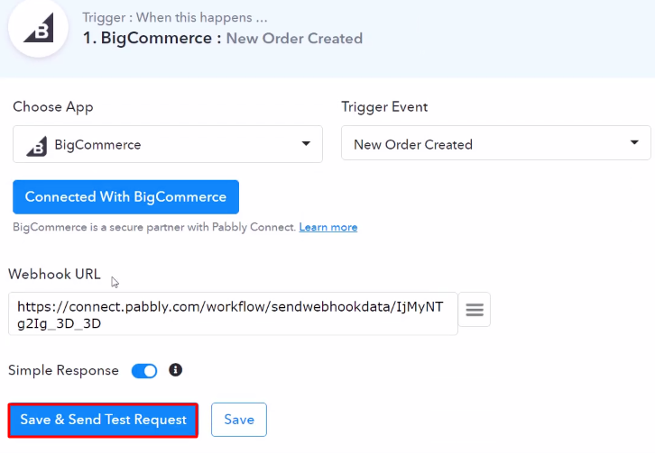 Send Test Request BigCommerce