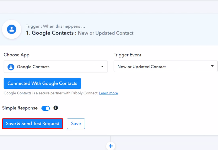 Send Test Request Google Contacts