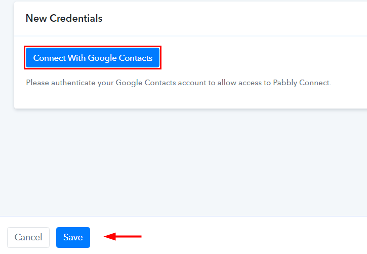 Authorize Google Contacts