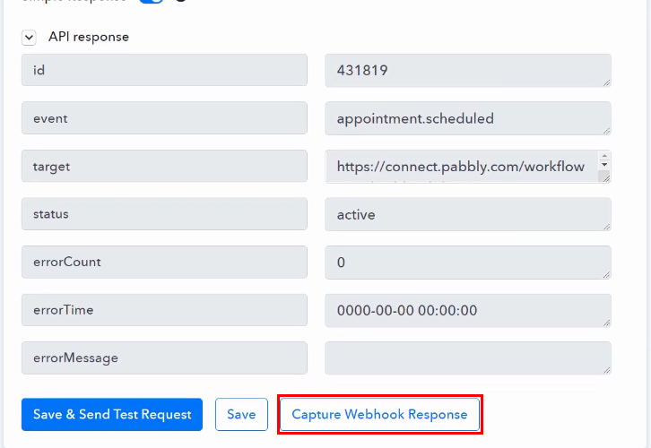 Capture Webhook Response for Acuity Scheduling to ClickUp Integration