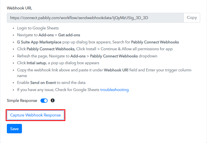 Capture Webhook Response for Google Sheets to Bubble Integration