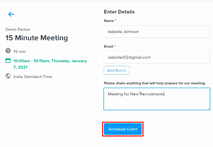 Enter Meeting Details