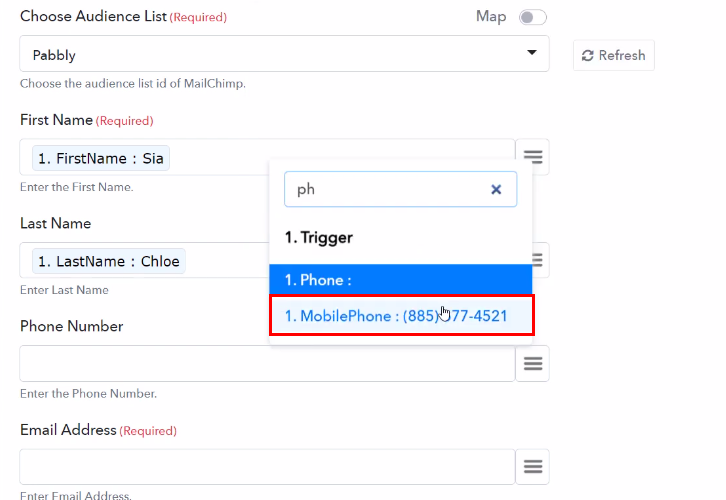 Map the Fields for Salesforce to MailChimp Integration