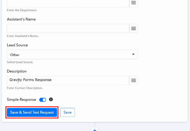 Save and Send Test Request for Gravity Forms to Salesforce Integration
