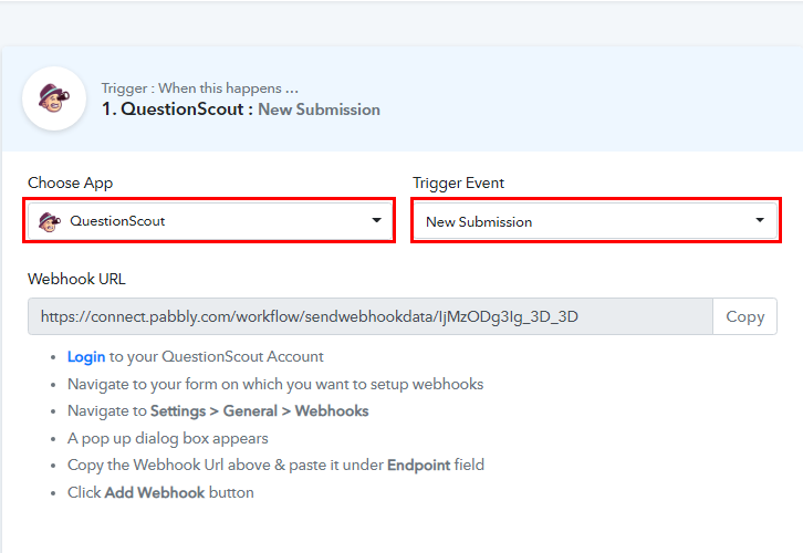 Select QuestionScout for QuestionScout to Slack Integration