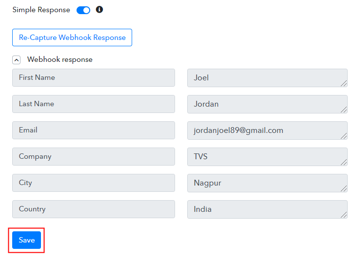 Test the Response in Pabbly Connect Dashboard